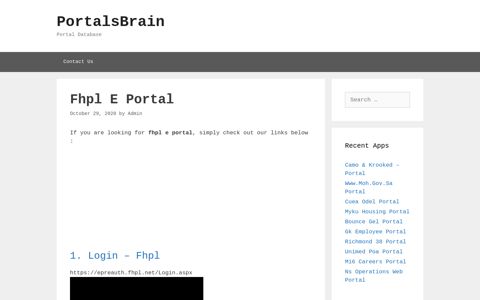 Fhpl E - Login - Fhpl - PortalsBrain - Portal Database