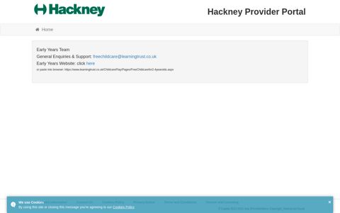 Hackney Provider Portal - Site Notice