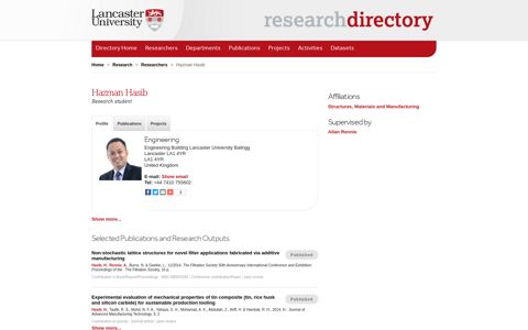 Hazman Hasib - Research Portal | Lancaster University