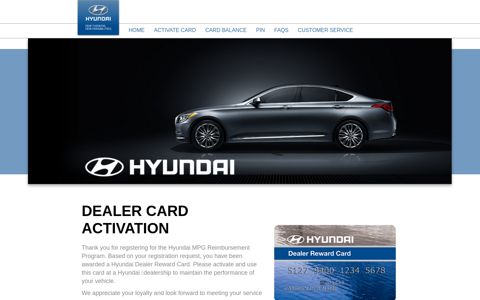 Hyundai Dealer Reward Card: Dealer Card Activation