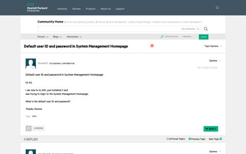 Default user ID and password in System Management ...