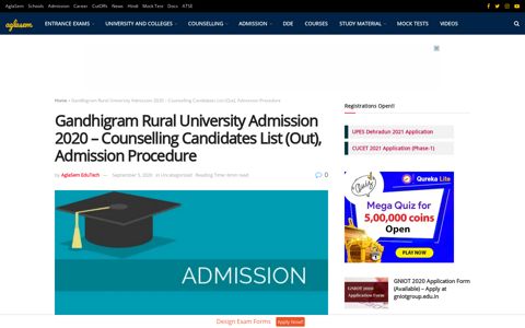 Gandhigram Rural University Admission 2020 - Counselling ...