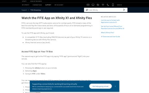 Watch the FITE App on Xfinity X1 and Xfinity Flex