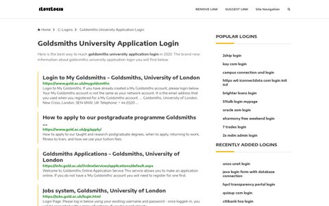 Goldsmiths University Application Login ❤️ One Click Access