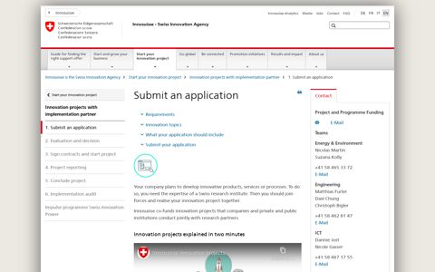 Submit an application - Innosuisse