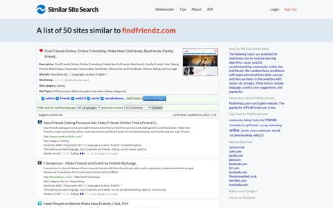 Top Dating sites like Findfriendz.com - SimilarSiteSearch.com