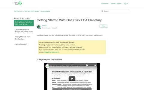 Getting Started With One Click LCA Planetary