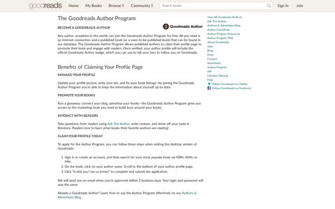 The Goodreads Author Program