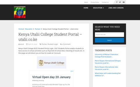 Kenya Utalii College Student Portal - utalii.co.ke - MySchooleth