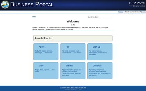 DEP Business Portal: Home