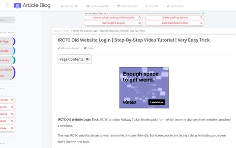 IRCTC Old Website Login | Step-By-Step Video Tutorial | Very ...