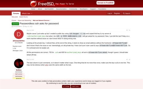 Solved - Passwordless ssh asks for password | The FreeBSD ...