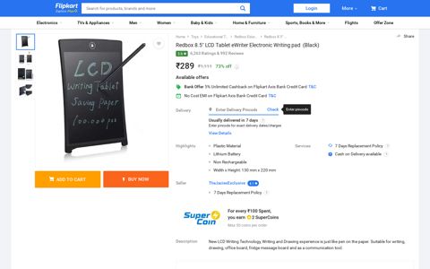 Redbox 8.5" LCD Tablet eWriter Electronic Writing pad Price ...