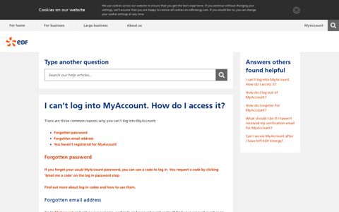 I can't log into MyAccount. How do I access it? - EDF Energy