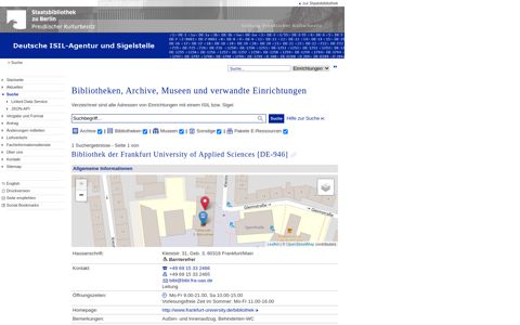 Bibliothek der Frankfurt University of Applied Sciences [DE ...