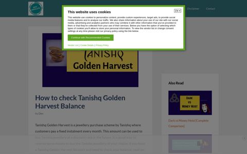 How to check Tanishq Golden Harvest Balance | Info Absolute