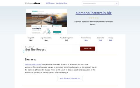 Siemens.intertrain.biz website. Siemens.