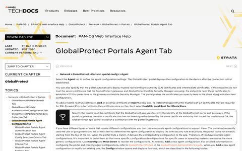 GlobalProtect Portals Agent Configuration Tab