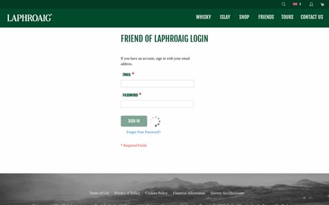 Friend of Laphroaig Login