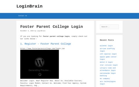 Foster Parent College - LoginBrain