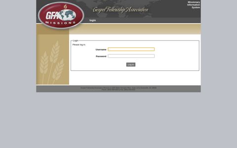 GFA Missions MIS - Login