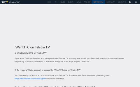 iWantTFC on Telstra TV | MYTFC ASIA PACIFIC