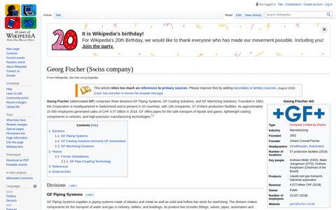 Georg Fischer (Swiss company) - Wikipedia