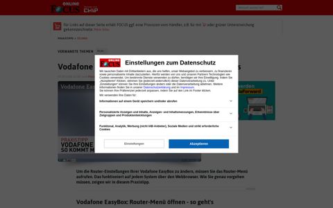 Vodafone EasyBox: Router-Menü öffnen - so geht's | FOCUS.de