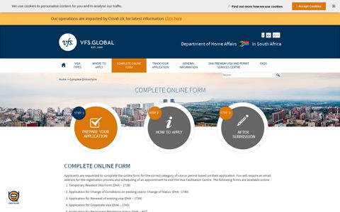 DHA Visa Information - South Africa -Complete Online Form