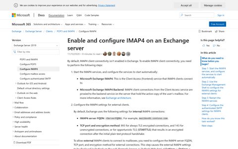Enable and configure IMAP4 on an Exchange server ...