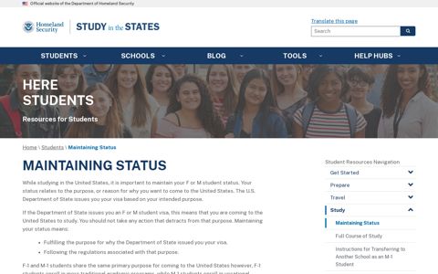 Maintaining Status | Study in the States
