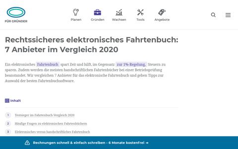 Vergleich elektronisches Fahrtenbuch 2020 - Für-Gründer.de