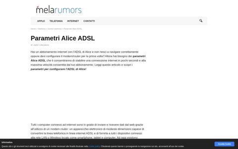 Parametri Alice ADSL | MelaRumors