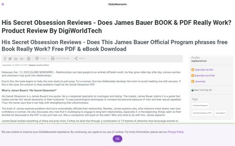 His Secret Obsession Reviews - Does James Bauer BOOK ...