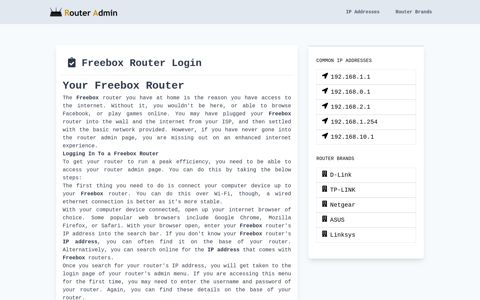 Freebox Router Login - Router Admin
