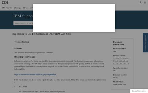Registering to Use Fix Central and Other IBM Web Sites