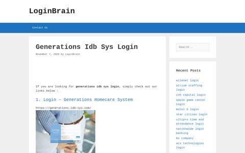 Generations Idb Sys - Login - Generations Homecare System