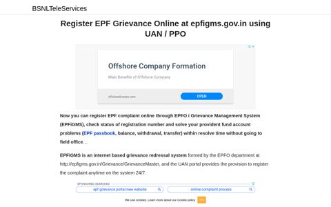 Register EPF Grievance Online at epfigms.gov.in using UAN ...