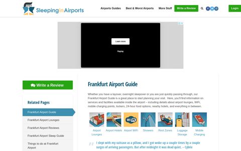 Frankfurt Airport Guide (FRA) - Sleeping in Airports