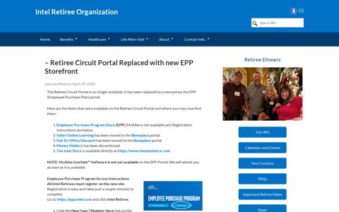 Retiree Circuit Portal Replaced with new EPP Storefront - Intel ...