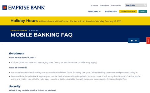 Mobile Banking FAQ | Emprise Bank