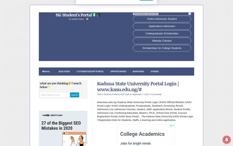 kasu students portal login - NG Student's Portal