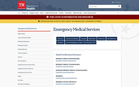 EMS Personnel Licensure - TN.gov