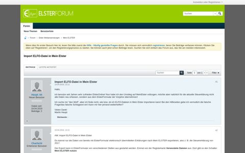 Import ELFO-Datei in Mein Elster - ELSTER Anwender Forum