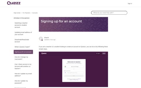 Signing up for an account – Help Center