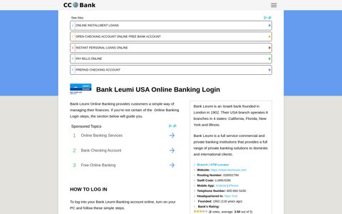 Bank Leumi USA Online Banking Login - CC Bank