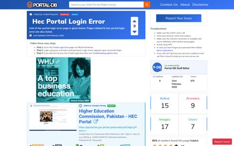 Hec Portal Login Error - Portal-DB.live