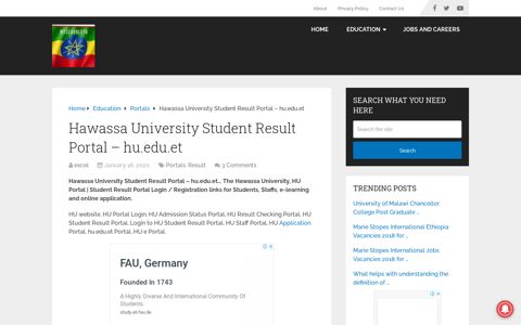 Hawassa University Student Result Portal – hu.edu.et ...