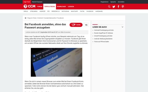 Bei Facebook anmelden, ohne das Passwort anzugeben - CCM