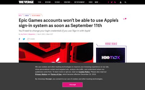 Epic Games accounts won't be able to use Apple's sign-in ...